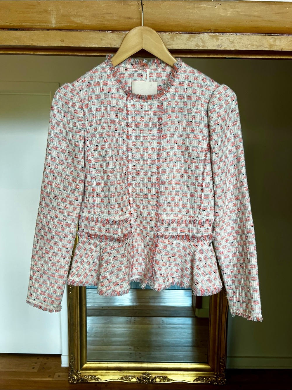Rebecca Taylor tweed fringe blazer with ruffle peplum bottom size 2